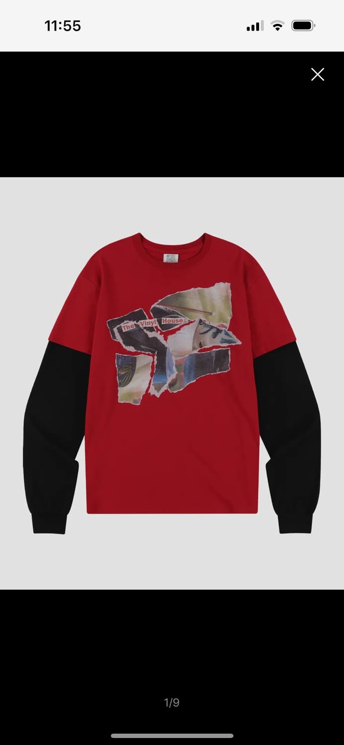 더바이닐하우스 TORN PAPER LS TEE RED 상품이미지1