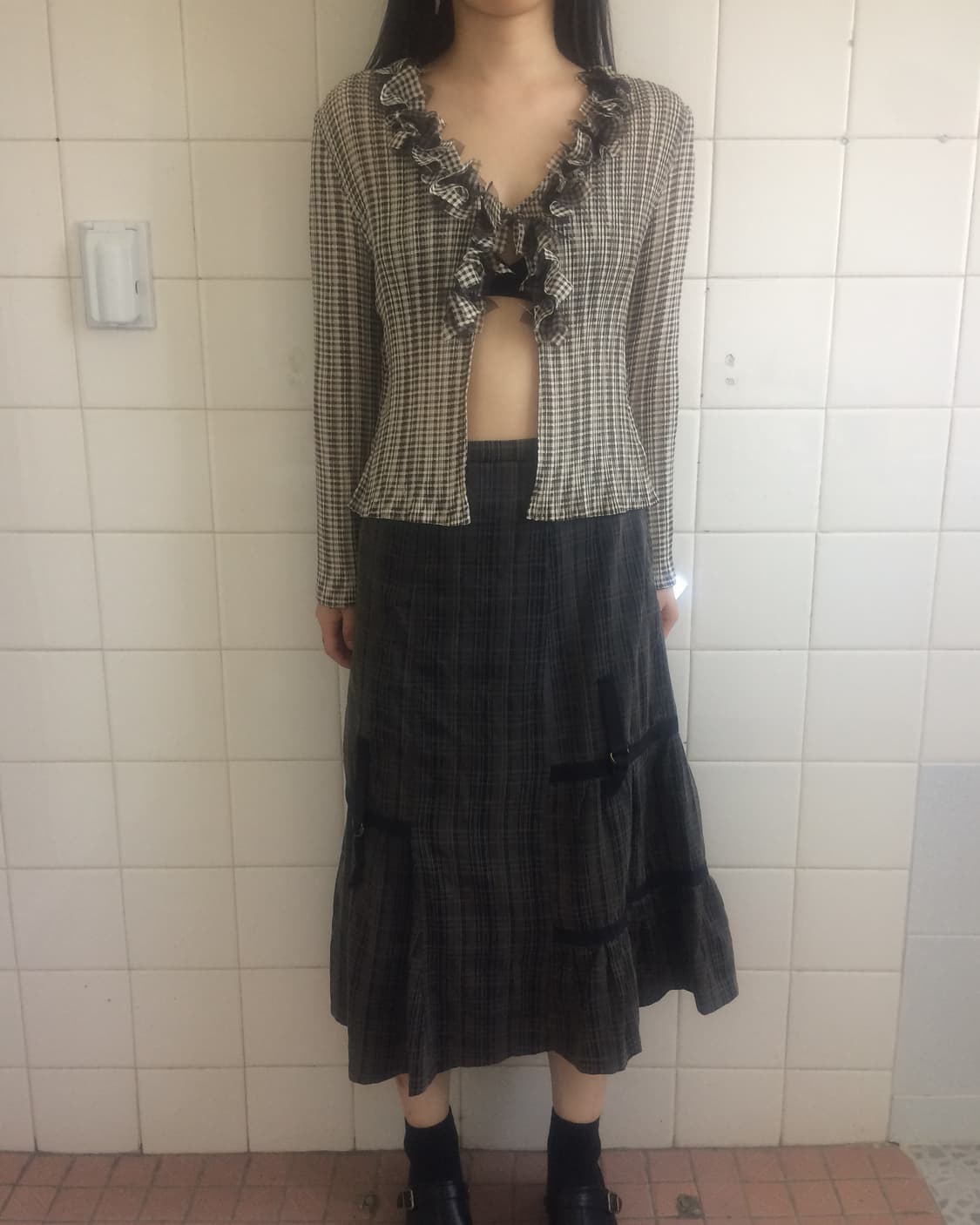 Belted point check pattern skirt 상품이미지7