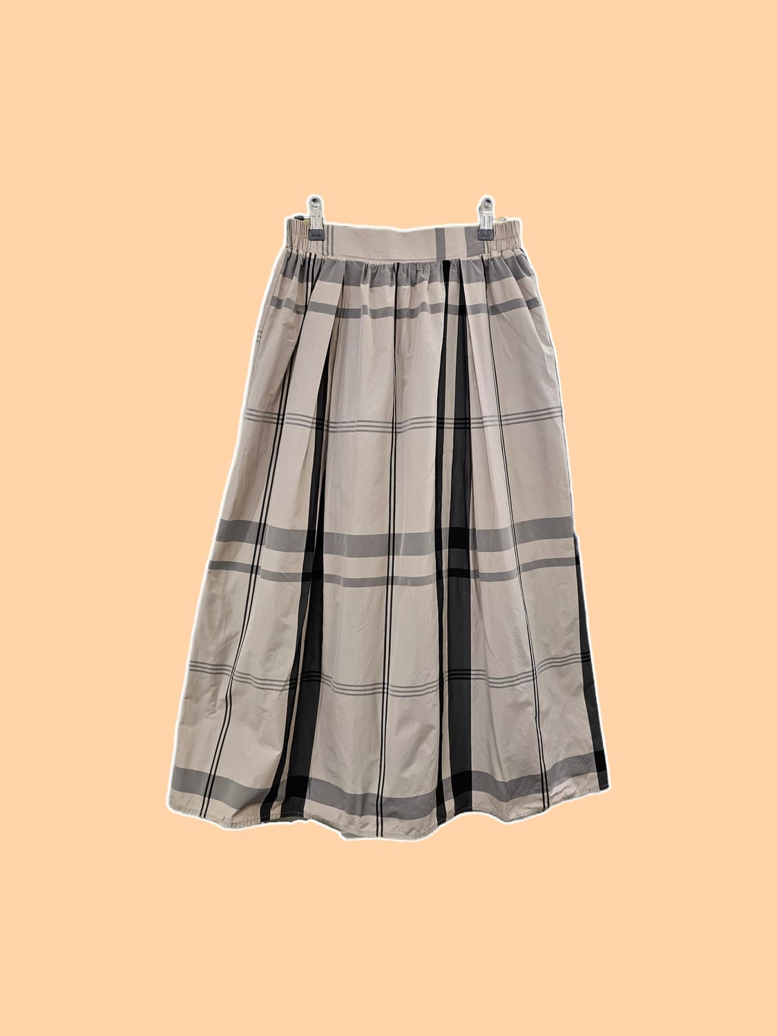 Iedit 베이지 체크 바스락 롱스커트 상품이미지1