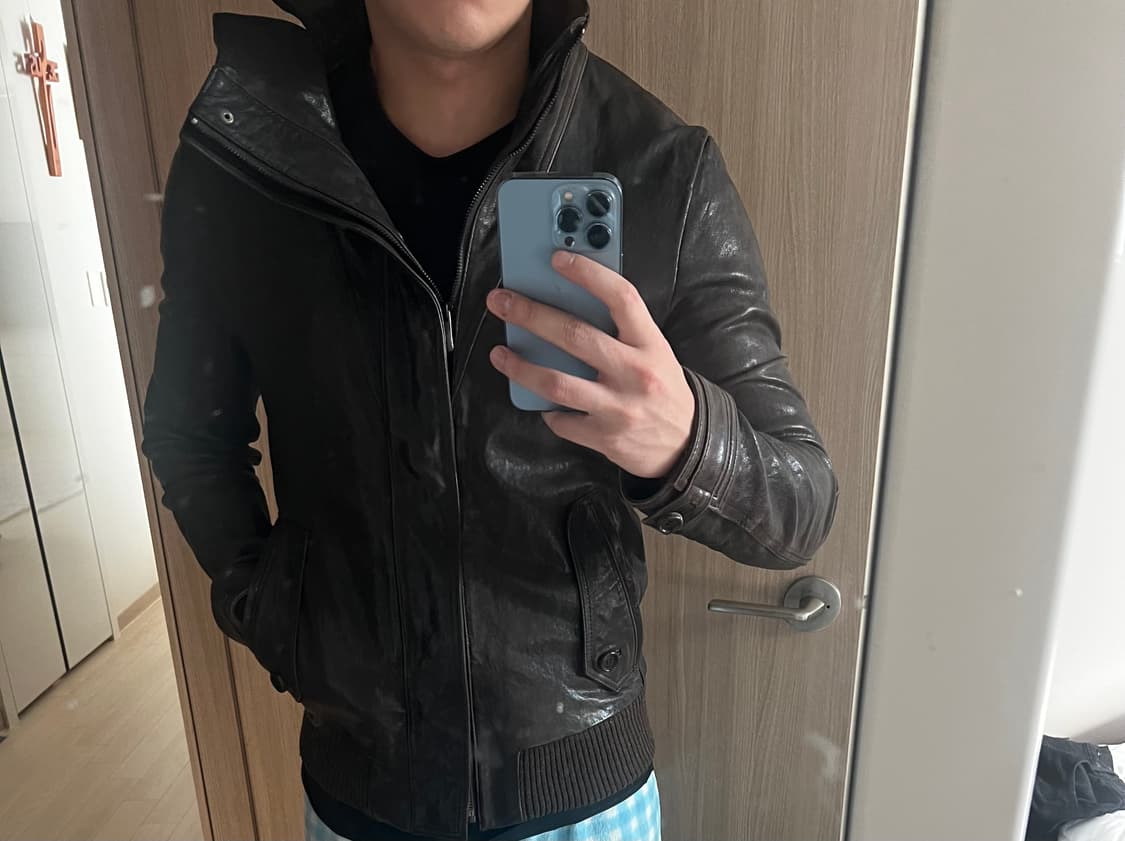 Wooyoungmi 하이넥 레더 자켓 100 상품이미지10