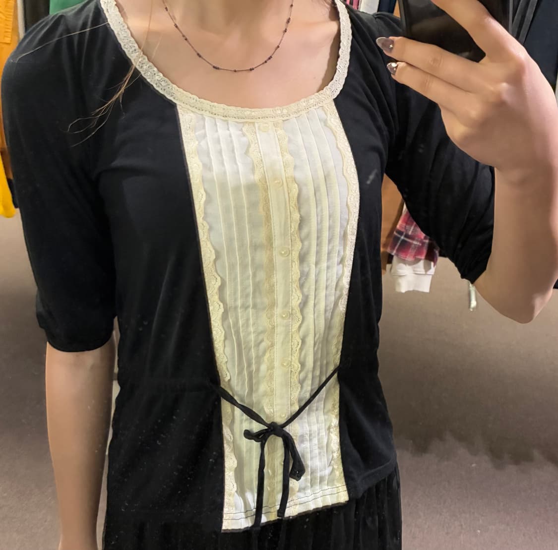 OS)Comme Ca Ism 여성 레이스 리본 롱슬리브 상품이미지2