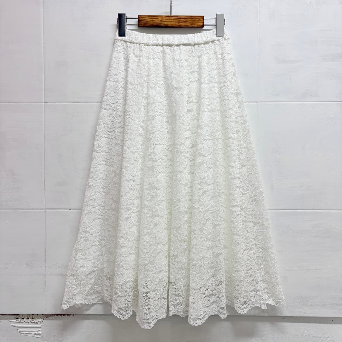 GLACIER 레이스 화이트 롱 플레어 스커트 M JPN 새상품 상품이미지1