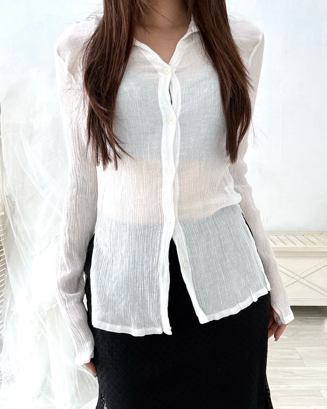 See-through white shirt 상품이미지6