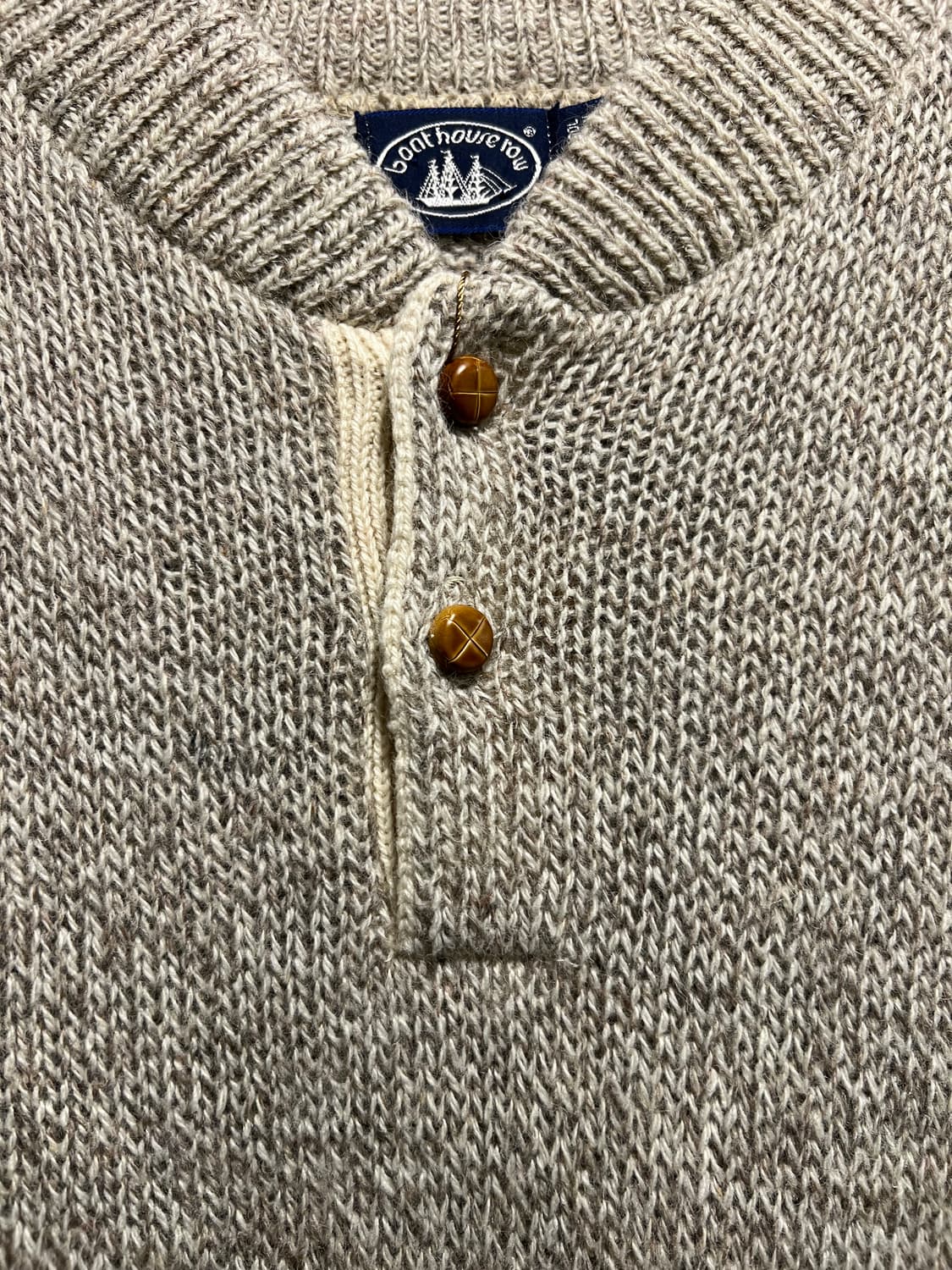 [M]90's Made in USA 헨리넥 엘보패치 멜란지 울 니트 상품이미지3