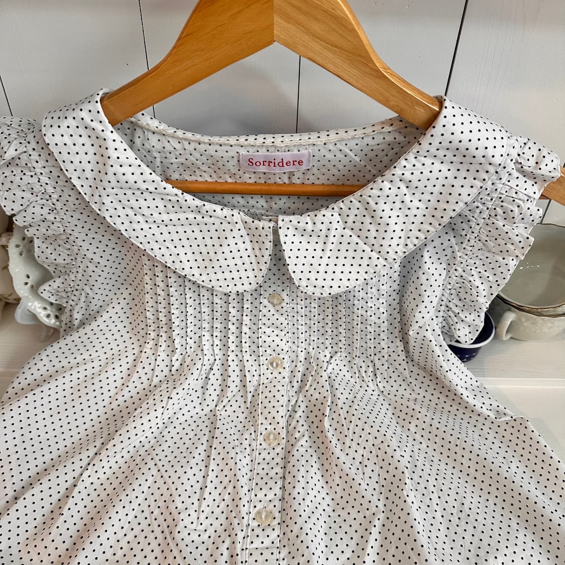 Sorridere 도트 반팔 블라우스 상품이미지2