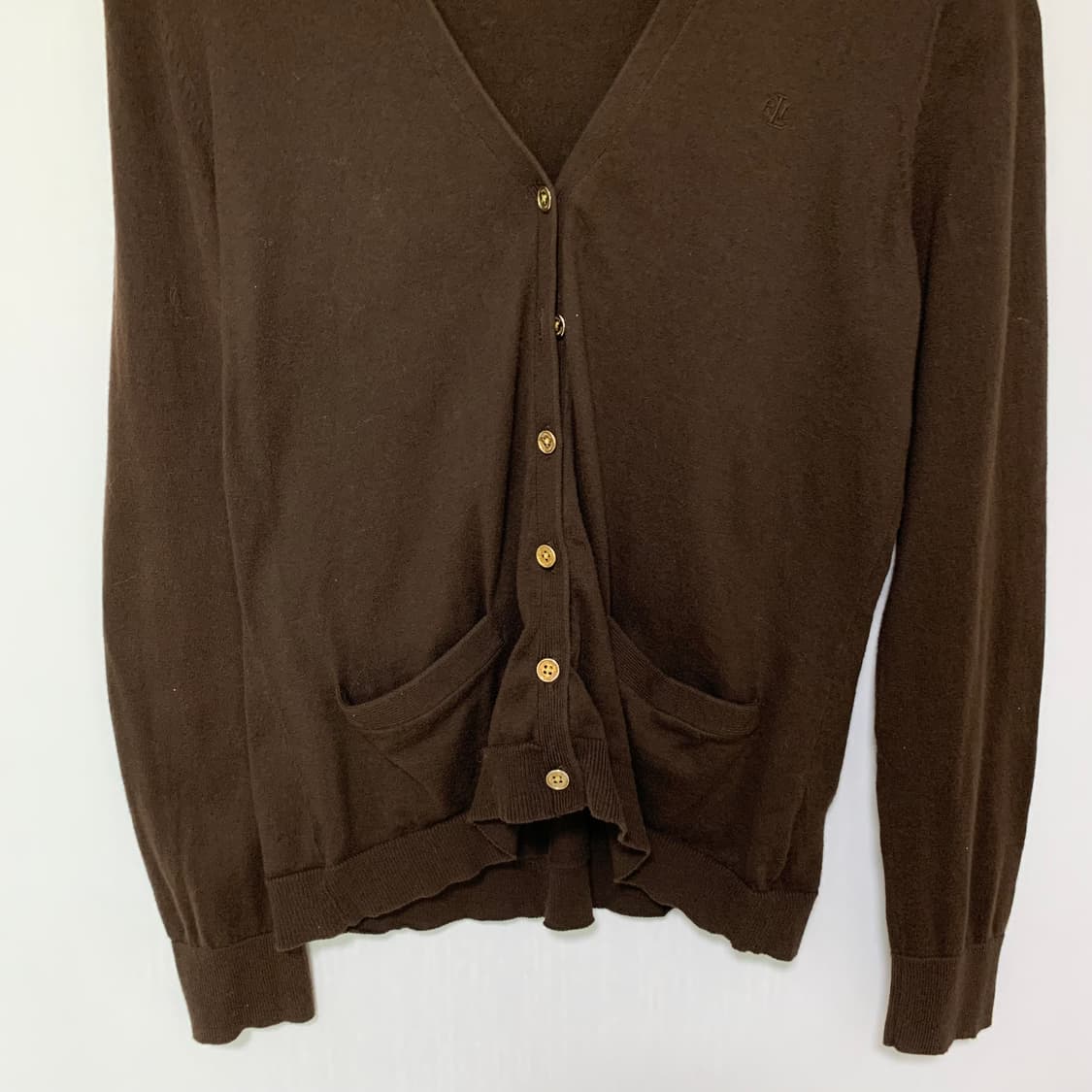 로렌 랄프로렌 빈티지 브라운 버튼 여성 가디건 L 상품이미지3