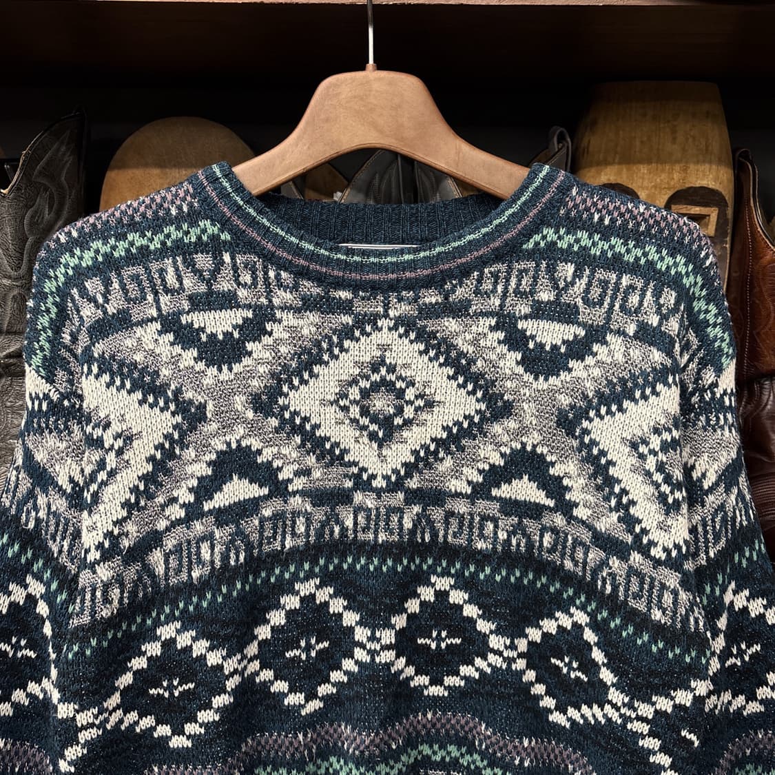 90s 빈티지 페어아일 패턴 울 니트 스웨터 상품이미지3