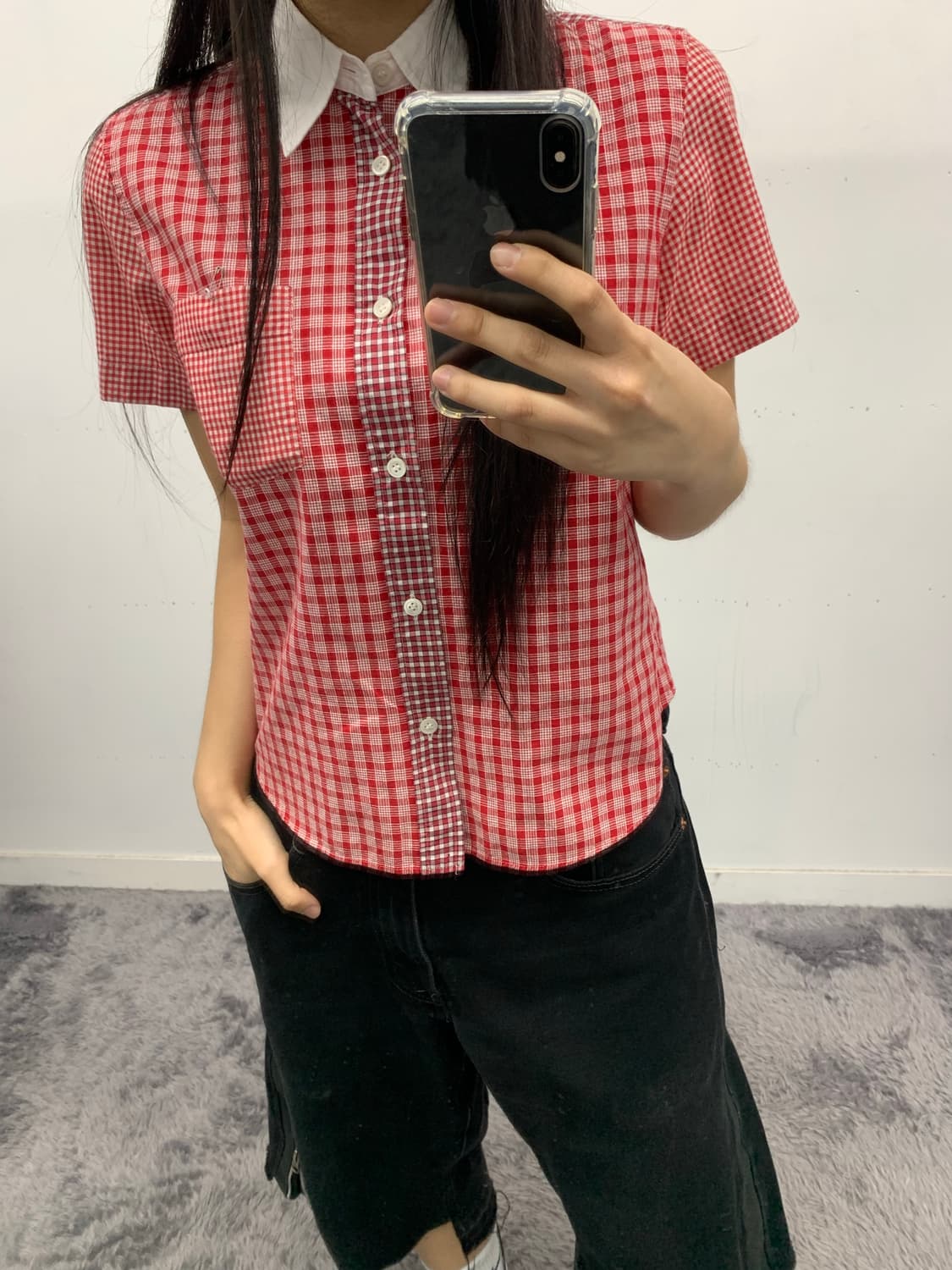꼼데가르송 트리콧 체크 반팔셔츠 상품이미지3