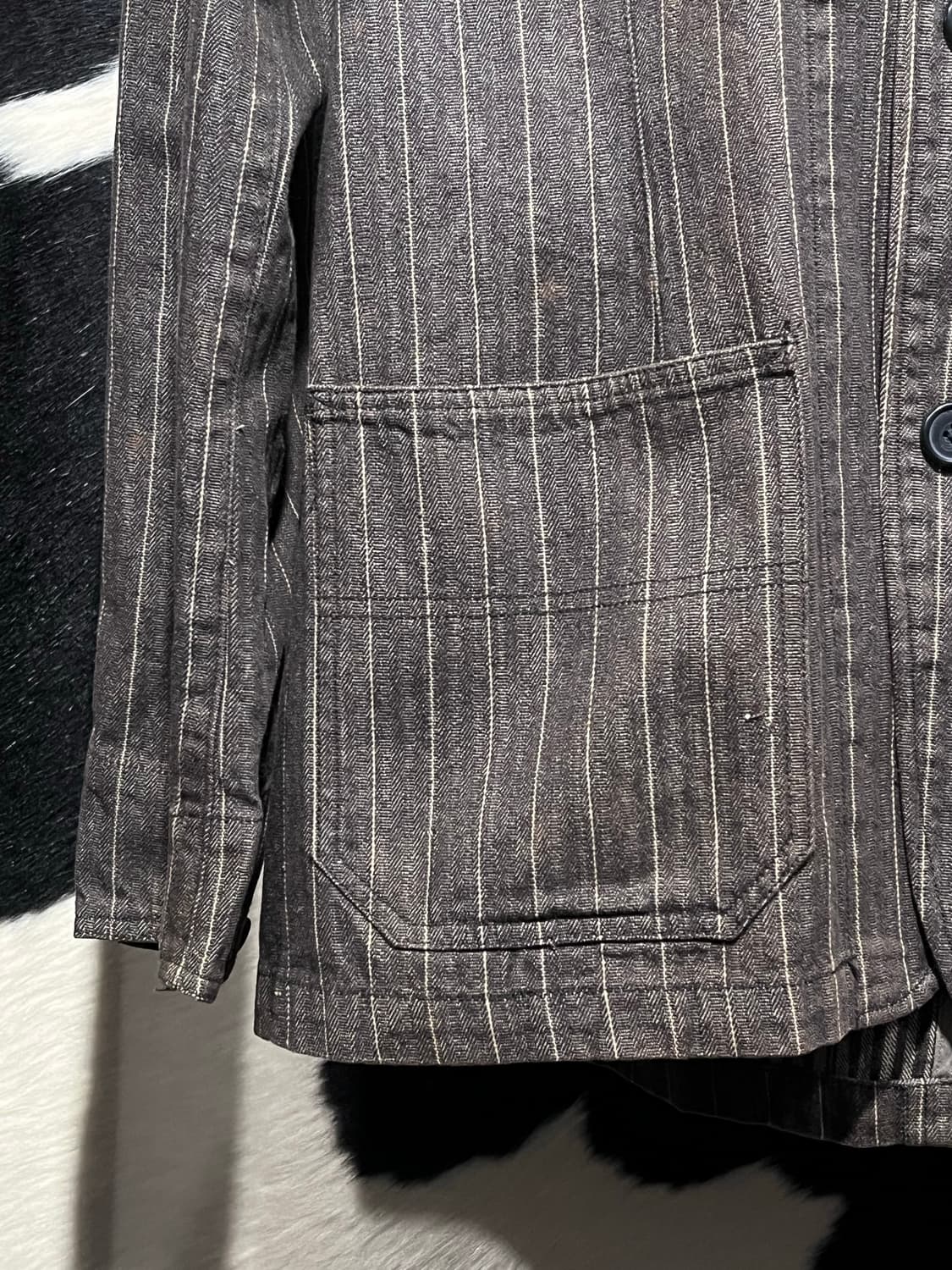 브라운 스트라이프 오버핏 자켓 상품이미지5