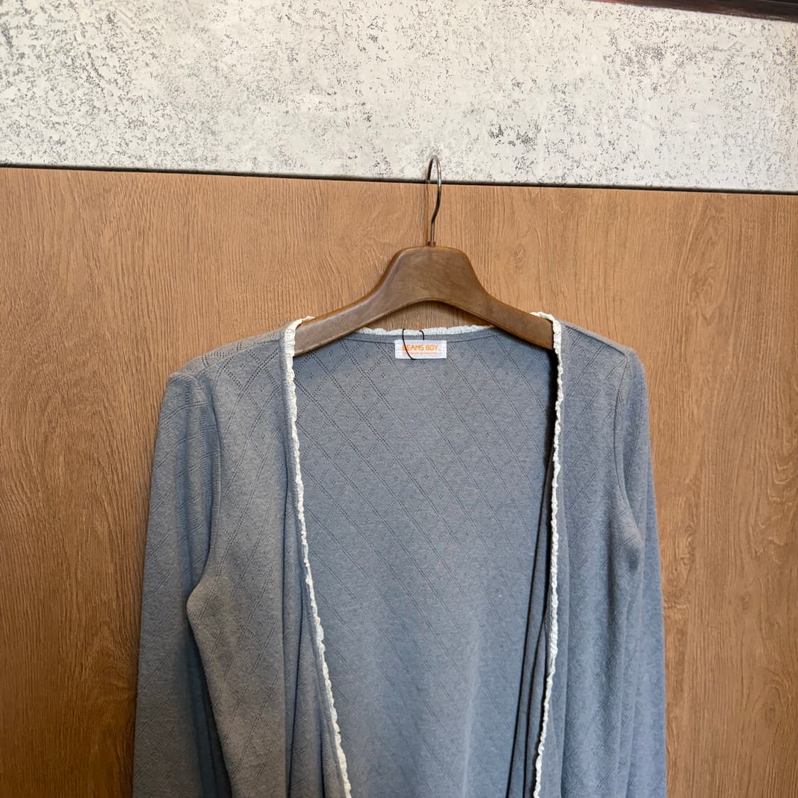 빔즈 보이 긴팔 니트 가디건 밑단 스트링 타이 디테일 라이트 블루 상품이미지6