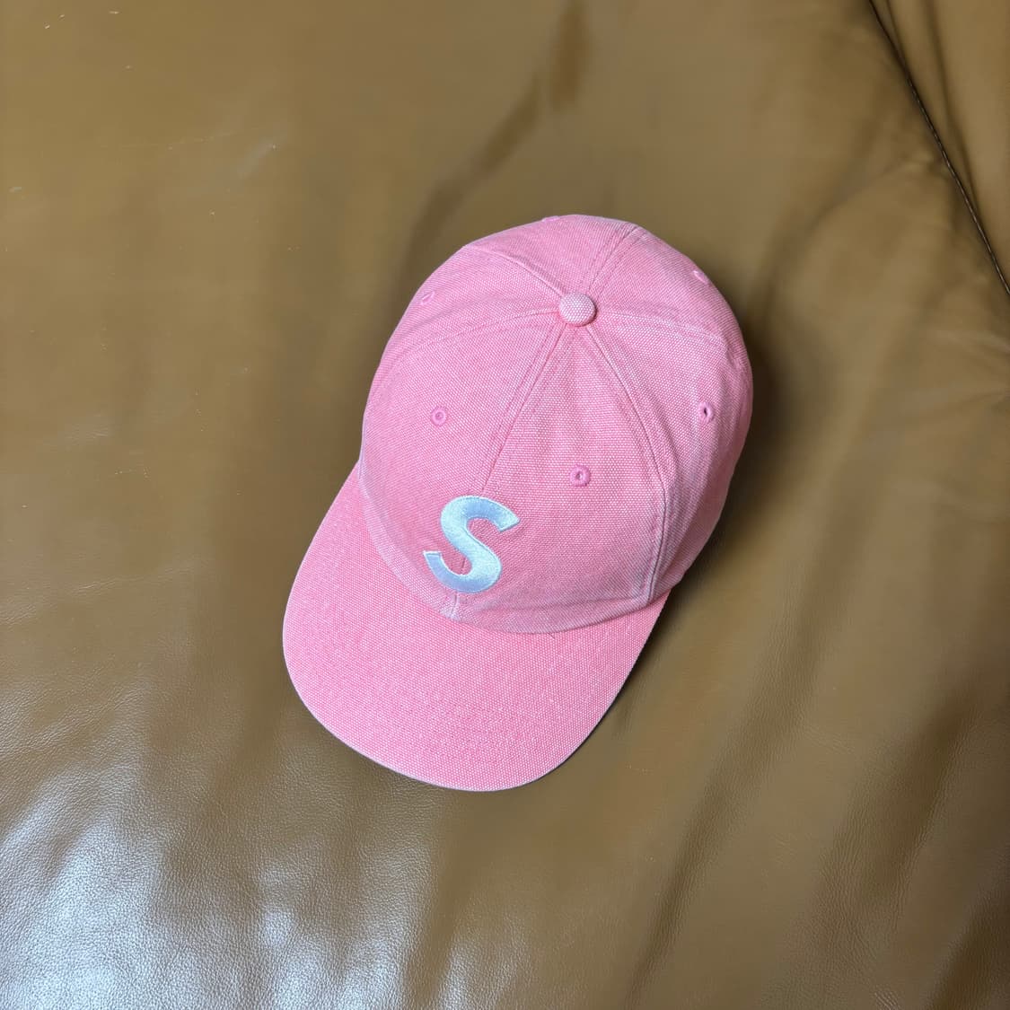 Supreme 슈프림 피그먼트 워시드 핑크 S로고 6패널 볼캡 모자 상품이미지5