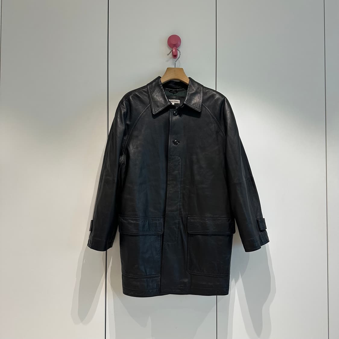 캘빈클라인 싱글카라 레더 코트 상품이미지1