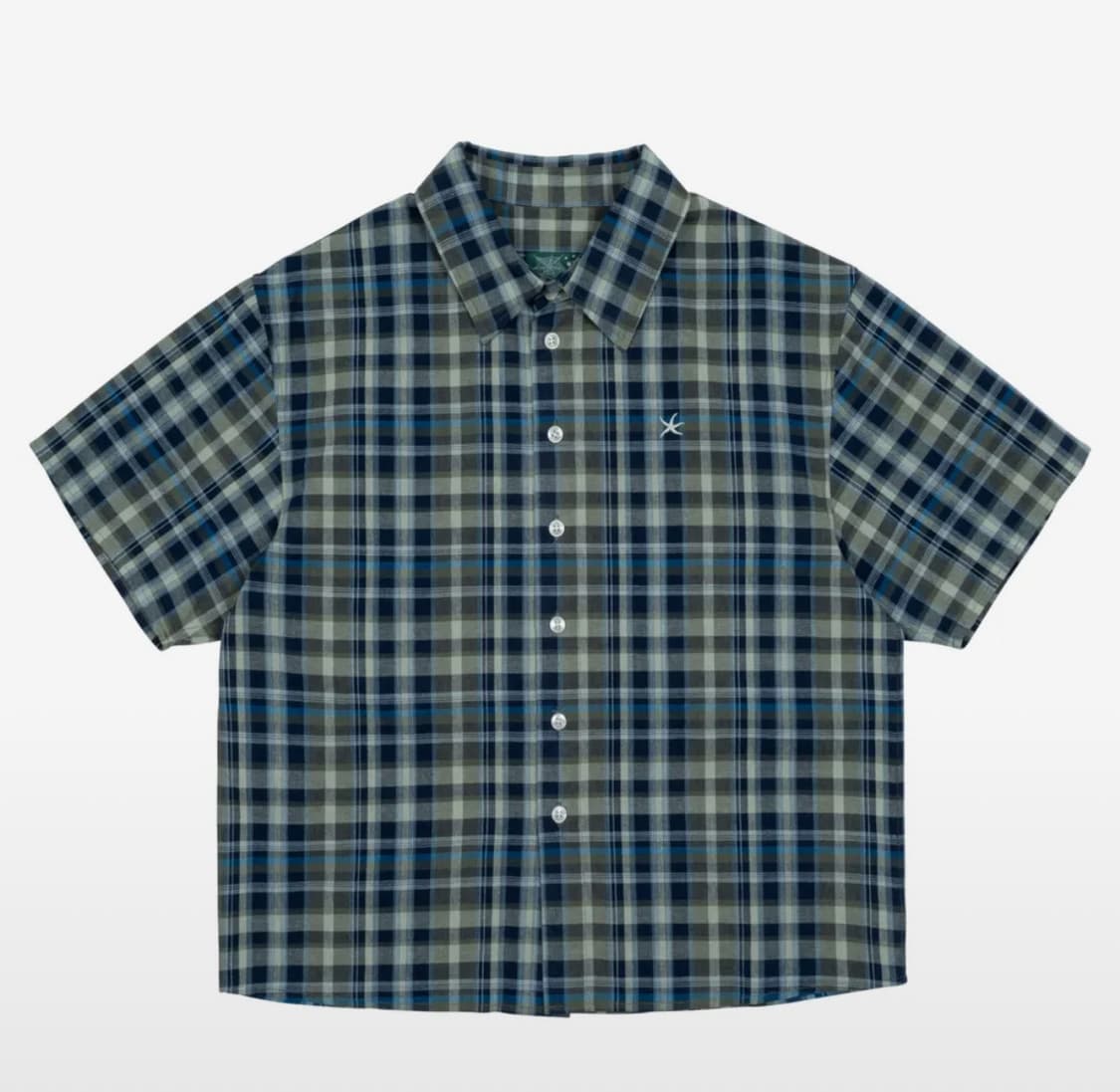 TCM mini logo check half shirts (blue) 상품이미지1