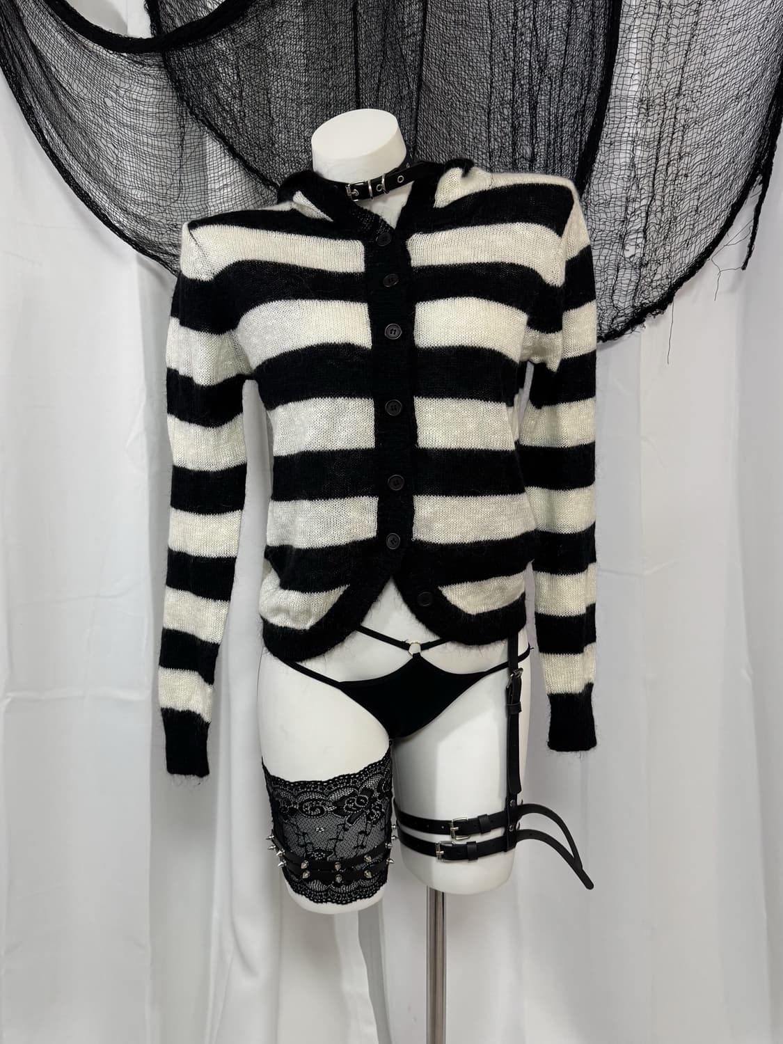 stripe knit hood cardigan 상품이미지2