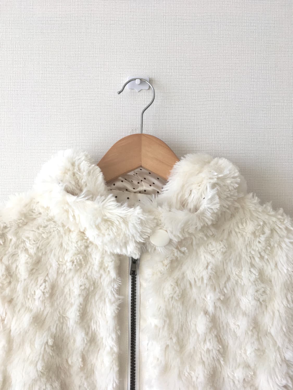 빈티지 도트 후드 퍼 집업  상품이미지2