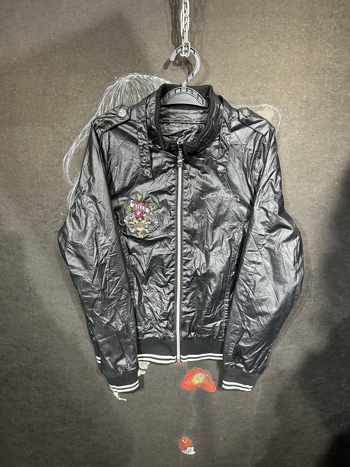 에드하디 블랙 나일론 y2k 글리터 스카잔 L 상품이미지5