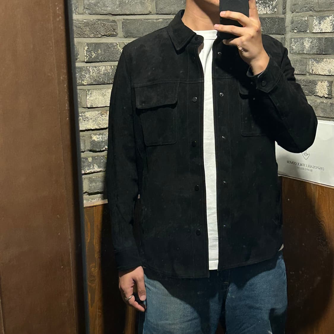 L) BASSO homme 리얼레더 검정 스웨이드 셔츠 자켓 상품이미지9