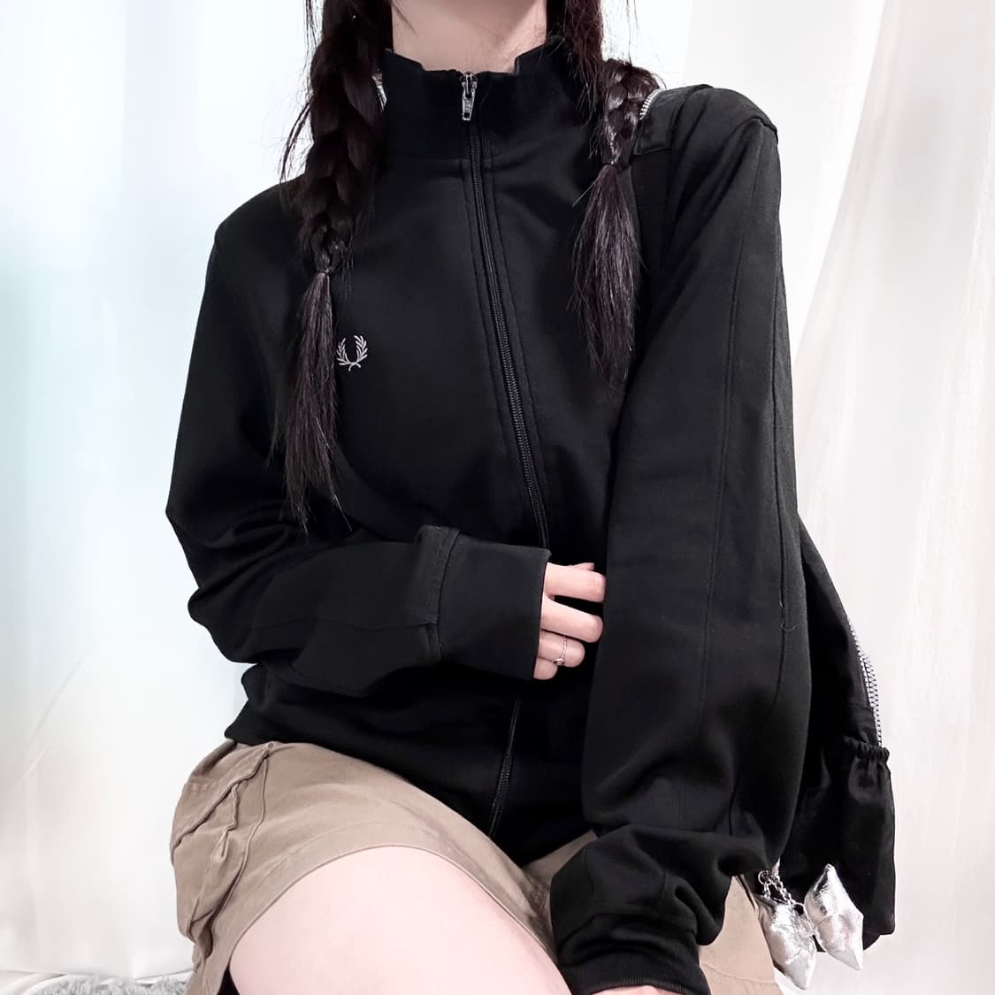 프레드페리 자수로고 블랙 져지 상품이미지2