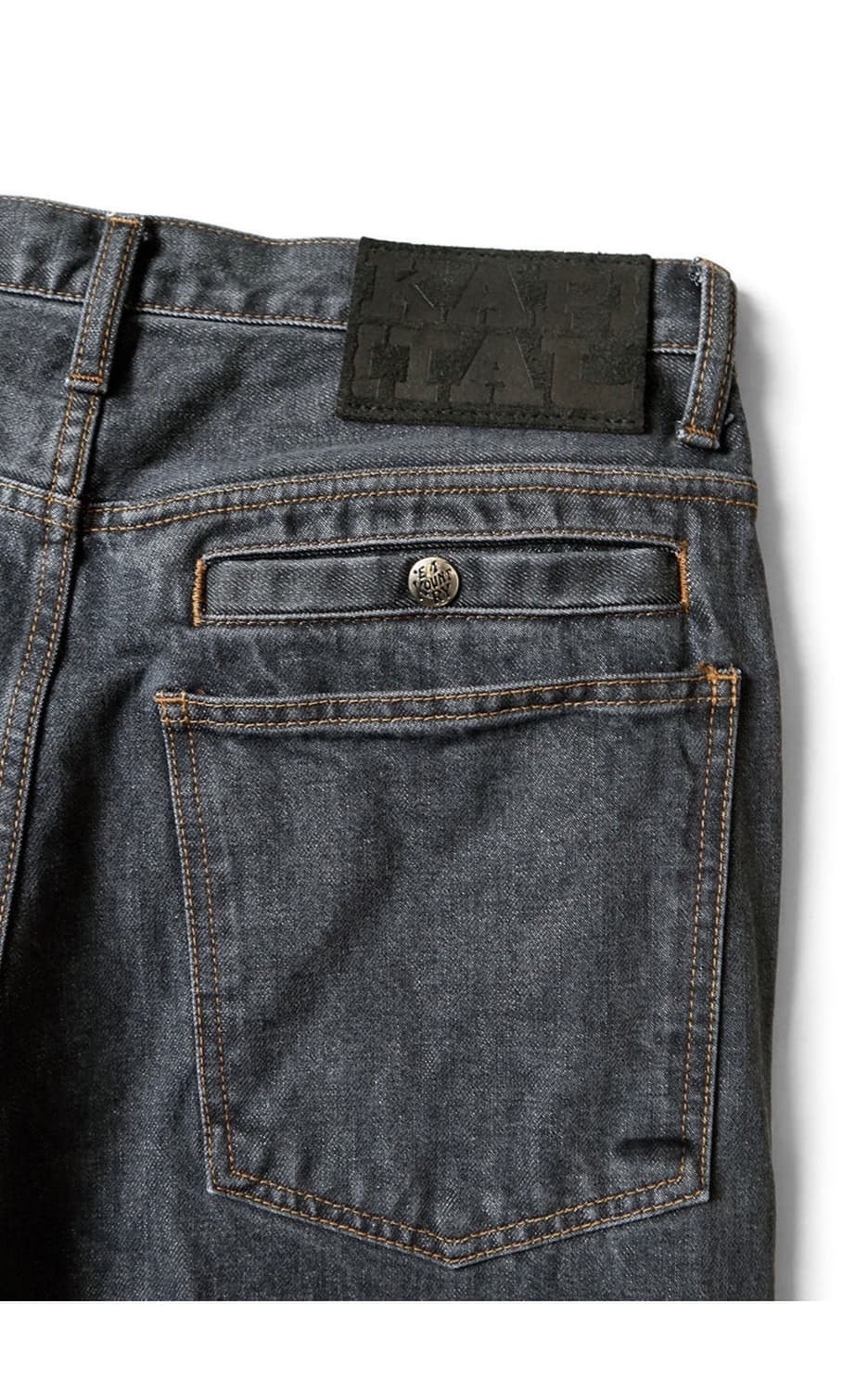 캐피탈 KAPITAL 14oz 데님 포트 배기 팬츠 키나리 블랙 상품이미지4