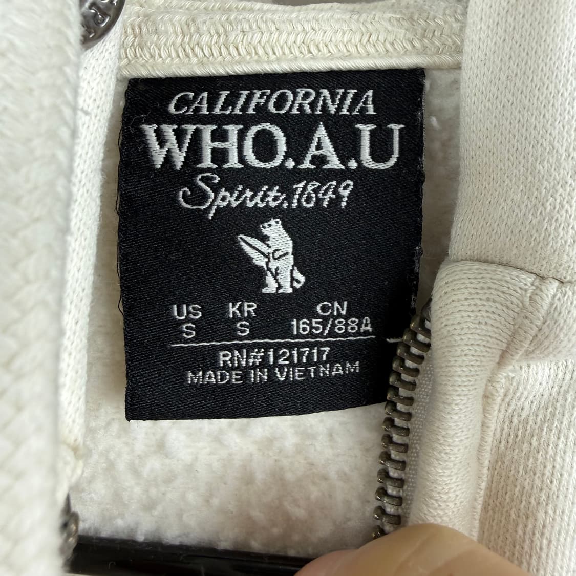 (S) 후아유 패치로고 후드집업 이이보리 상품이미지3