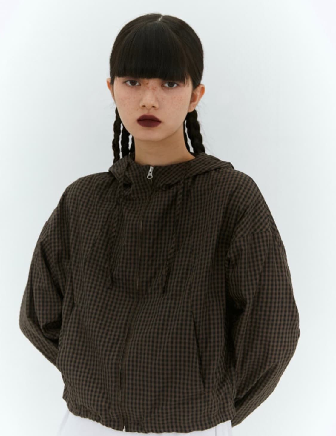 버뮬라 글로시 후디 아노락 카키브라운 상품이미지1