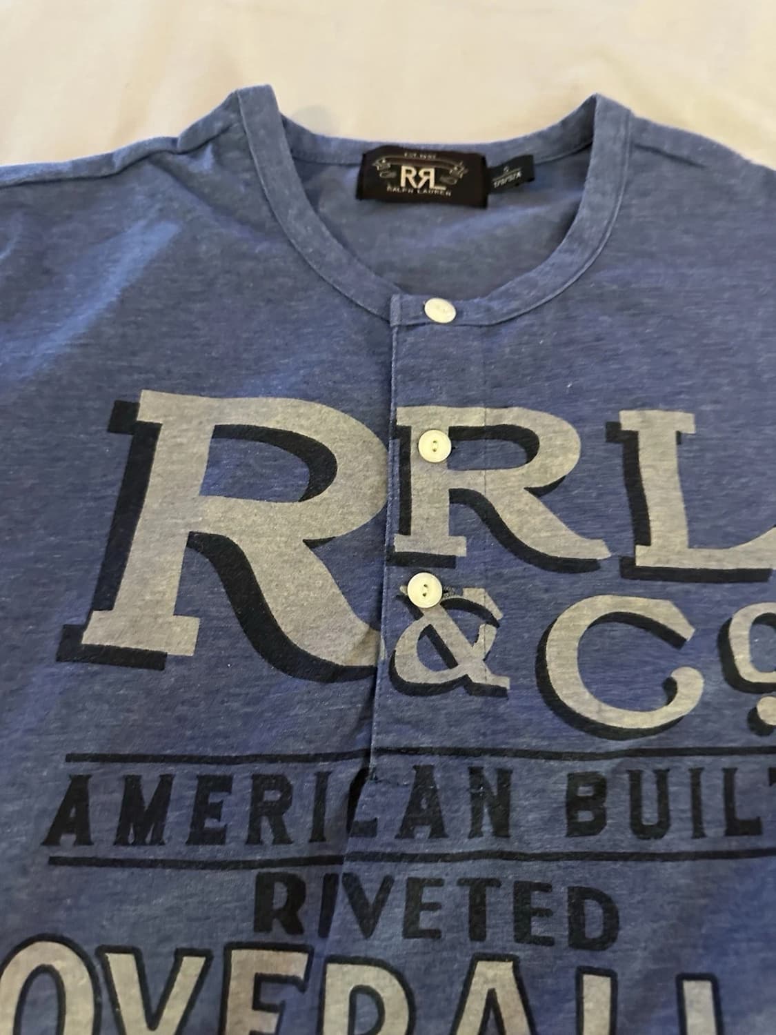 RRL 더블알엘 헤리티지 로고 그래픽 헨리넥 티셔츠 블루 상품이미지2