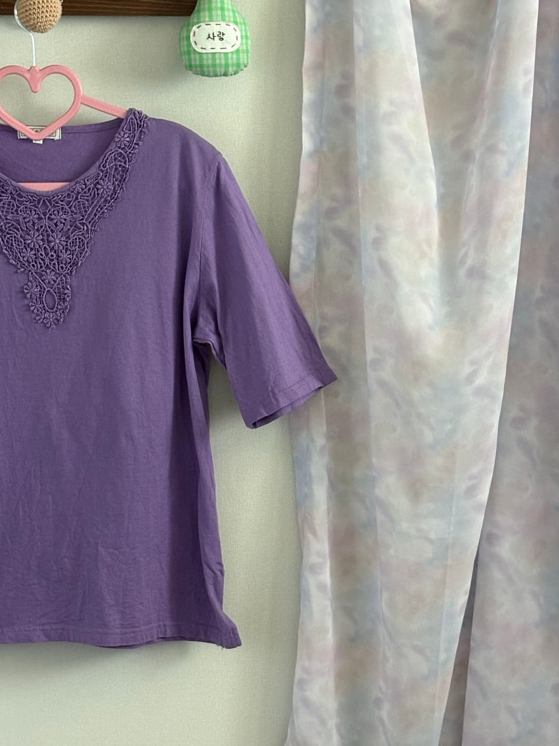보라 자수 티 상품이미지2