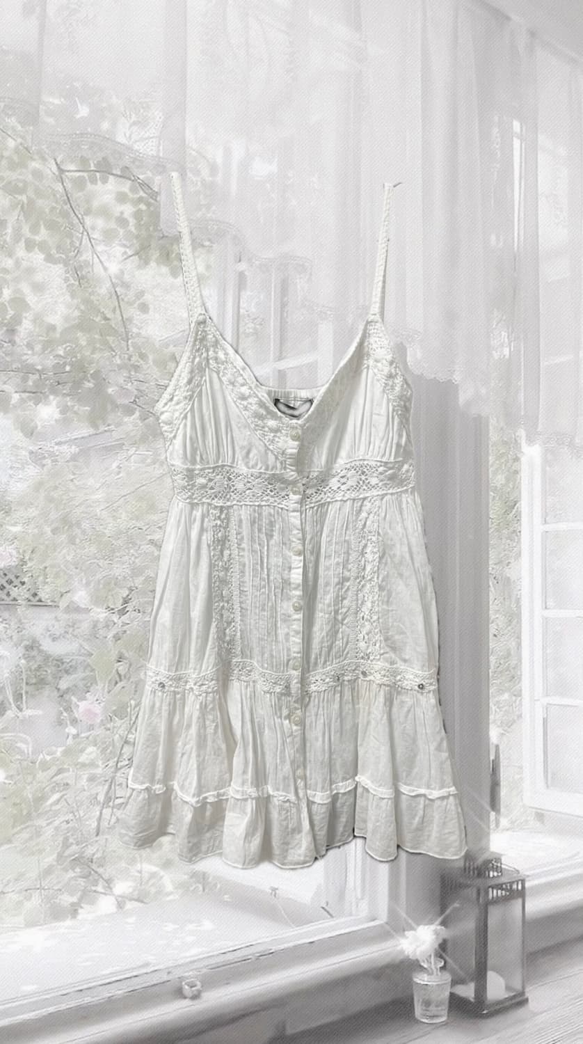 빈티지 모리걸 화이트 슬리브리스 모리걸나시 상품이미지1