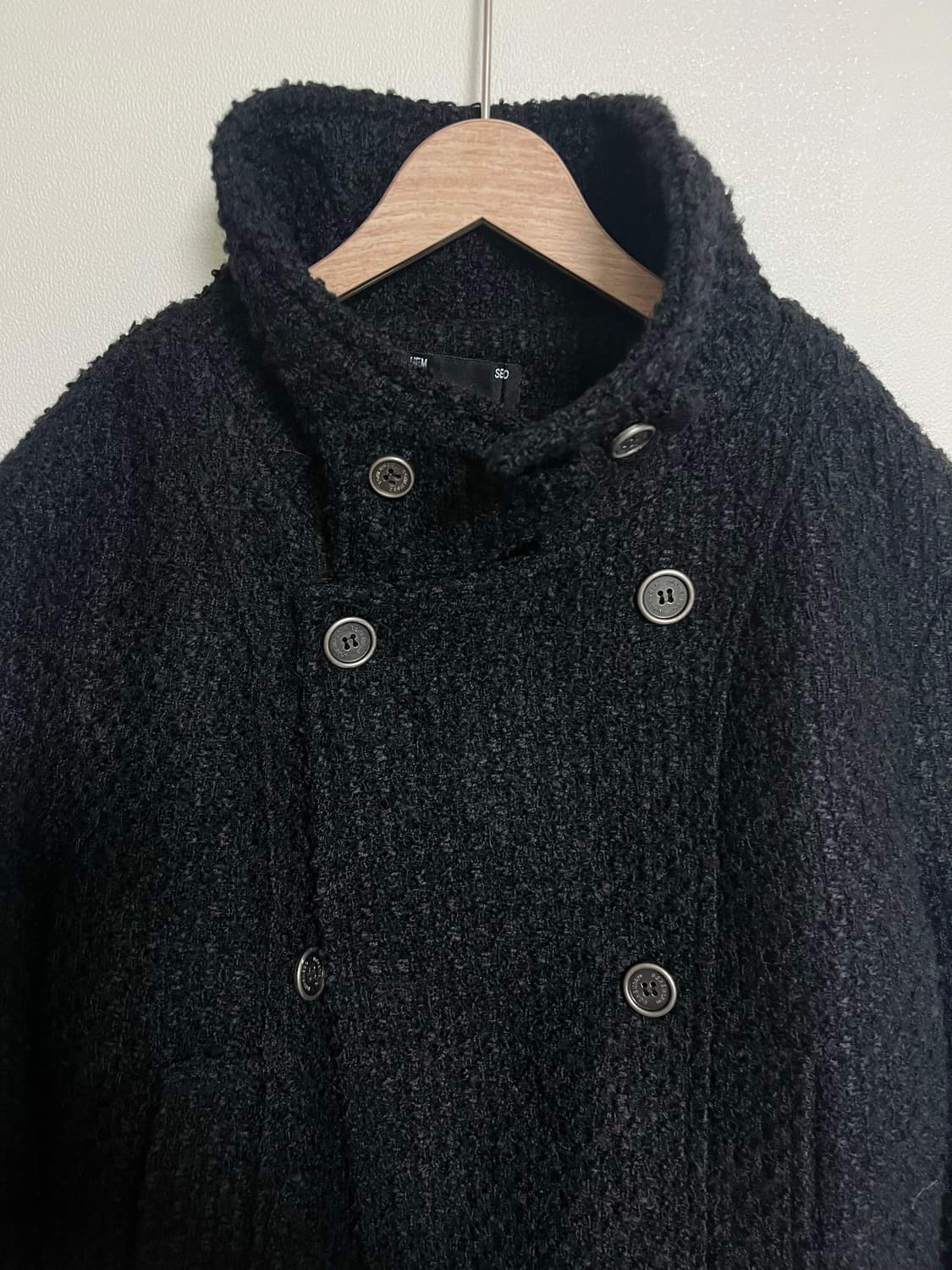 보헤미안서울 벨티드 하프 코트 트위드 블랙 상품이미지4