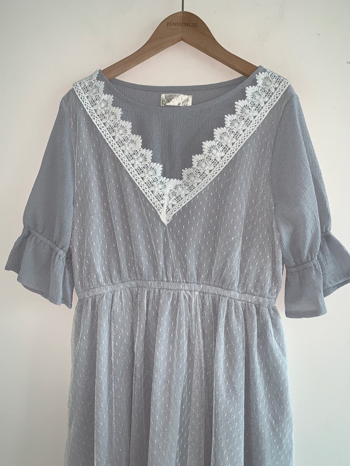 Lace v neck dot dress 상품이미지3