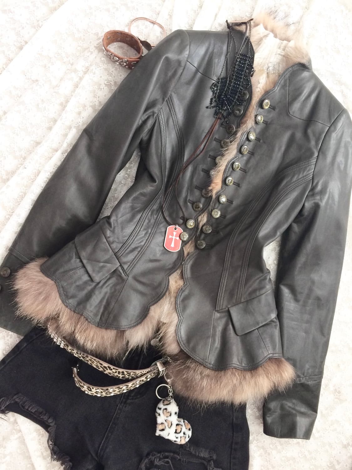 Vintage antique fur leather jacket 상품이미지1