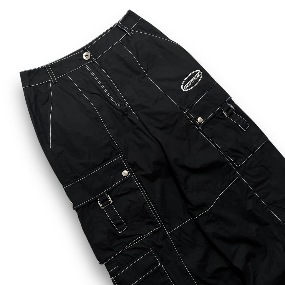 에고이스트 y2k 화이트 스티치 레이서 다크 카고 팬츠 상품이미지3