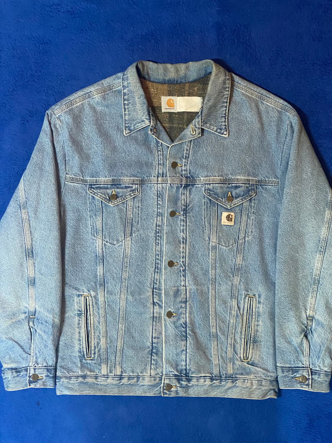 90's Carhartt 빈티지 칼하트 블랭킷 라이너 데님 트러커 재킷 상품이미지1