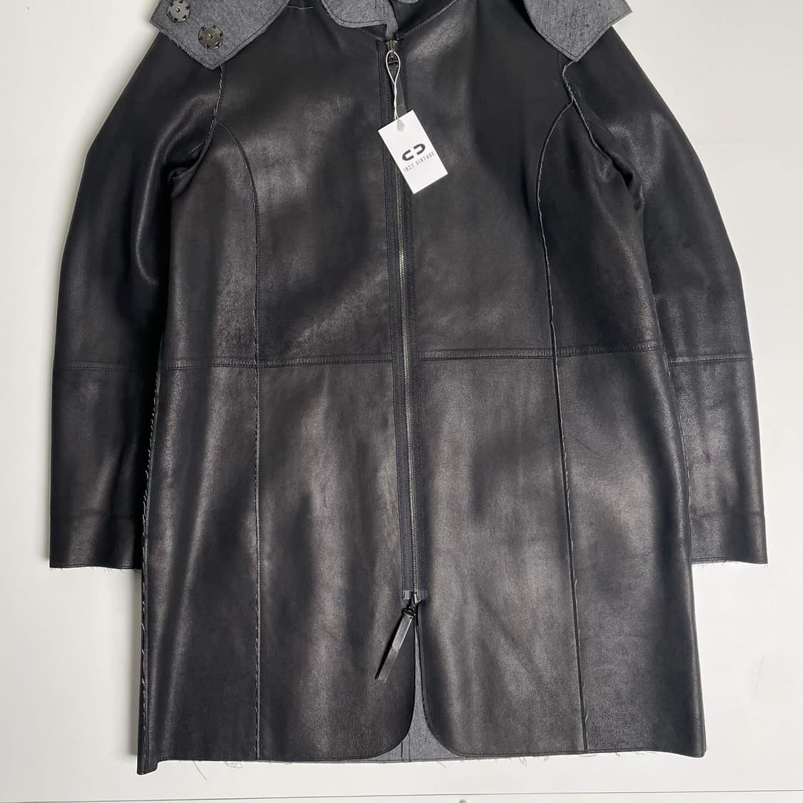 Marlenedam italy 고트 스킨 후드 롱 코트   상품이미지5