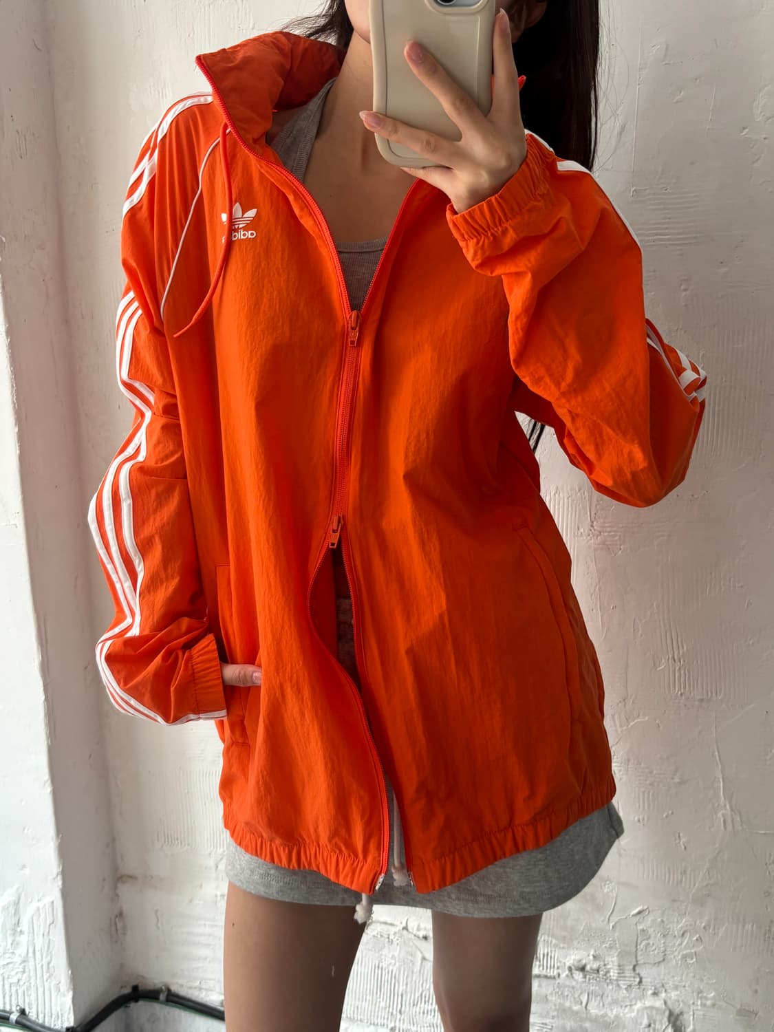 Adidas 아디다스 오렌지 컬러 2-way 지퍼 바람막이 자켓 상품이미지1