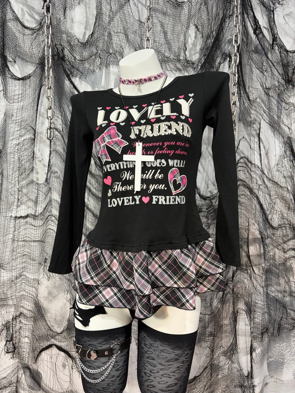 Y2k kitsch Glitter frill Layered long sl 상품이미지4