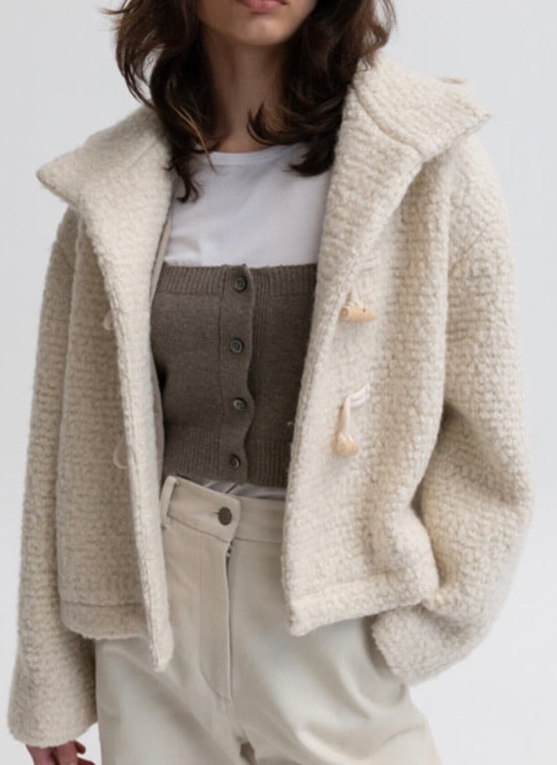 모노하 컬리 후드 자켓 (아이보리) 코트 토글 떡볶이 부클 신슐레이트 상품이미지3