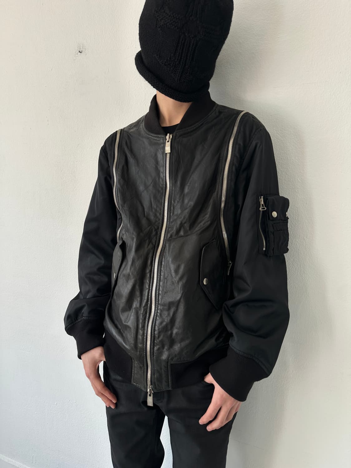 VTG 램스킨 레더 도킹 투웨이 봄버 상품이미지2