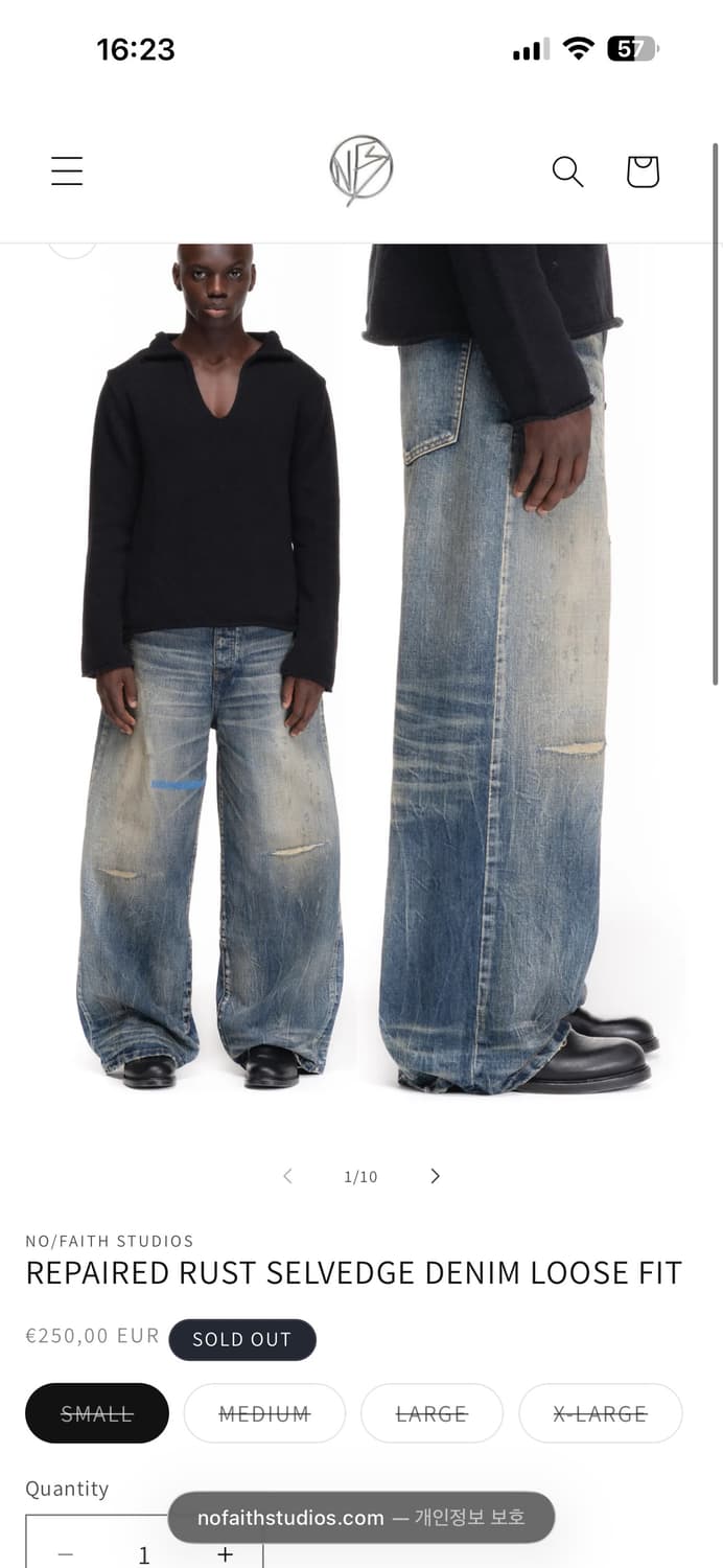 [신품] 노페이스 스튜디오 브로큰 러스트 페이딩 데님 M  상품이미지1