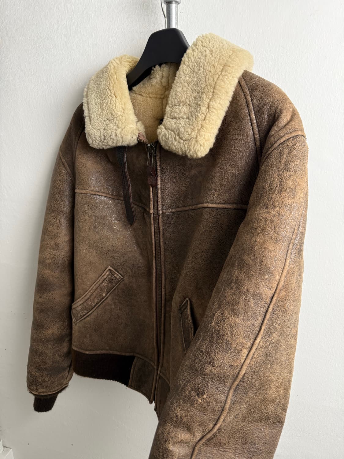 90S AVIREX SHEEPSKIN B-6 LEATHER JACKET 상품이미지4