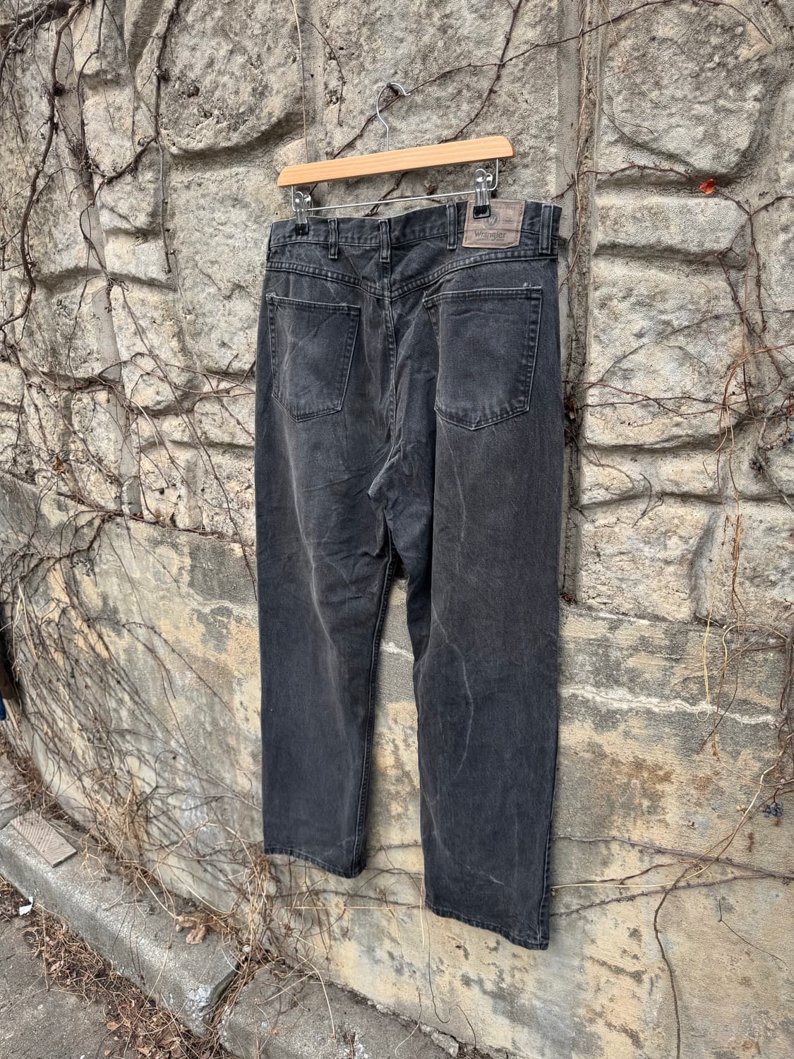 90~00s 랭글러 빈티지 97601cb 블랙진 워싱 블랙 데님 팬츠 상품이미지4