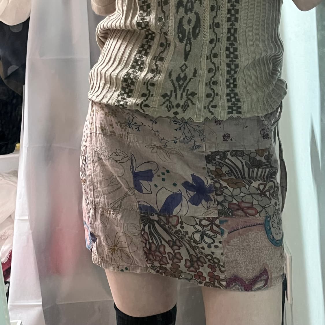 빈티지 히피 보헤미안 패턴 랩 미니 스커트  상품이미지4