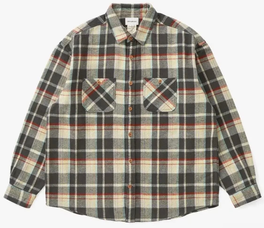 카키스 Brushed Plaid Shirt Grey L 상품이미지1