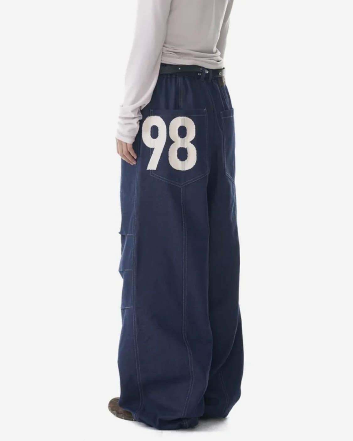 아캄 98 핀턱 데님 팬츠 블루 상품이미지1