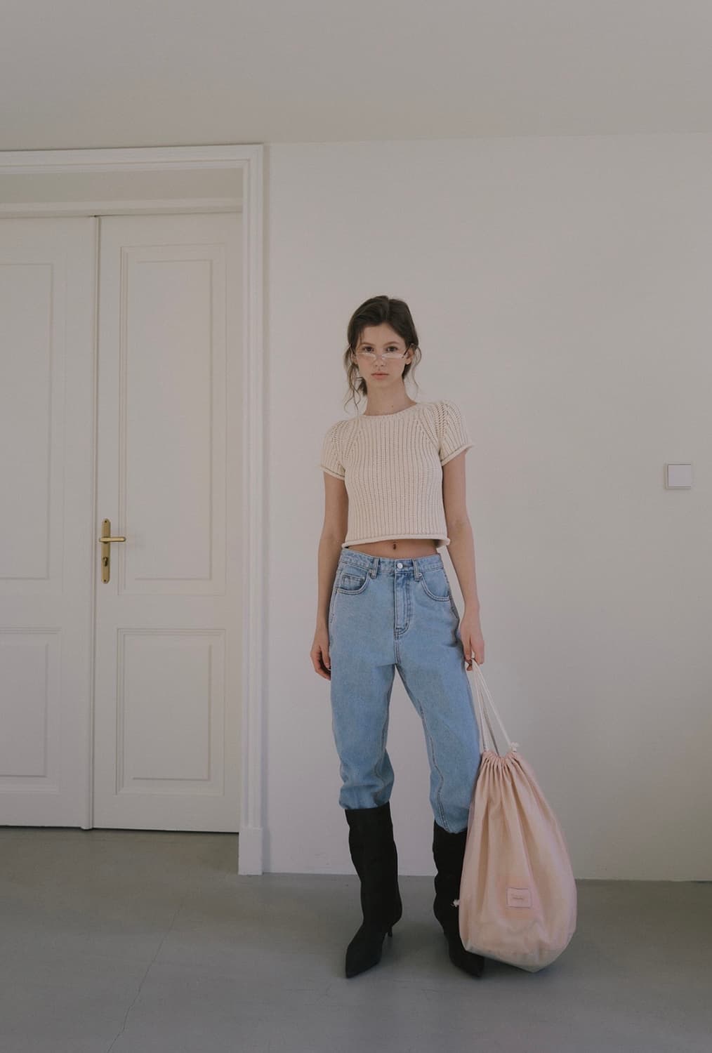 오버듀플레어 데님팬츠 크리스라인 스트레이트  라이트블루M 상품이미지4