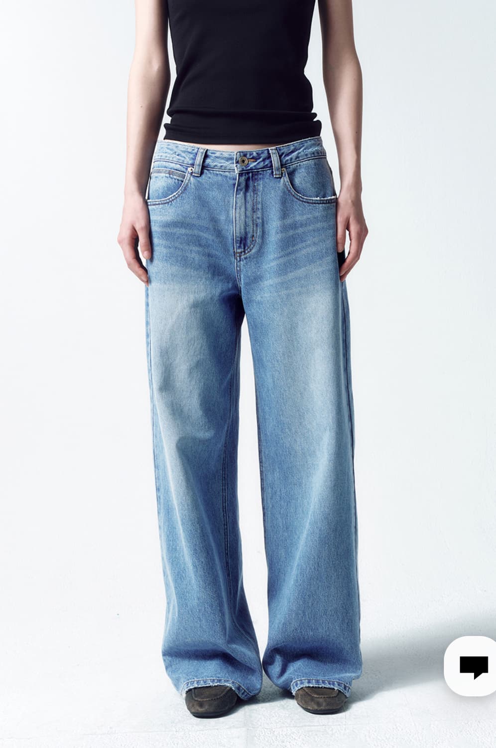 인사일런스우먼 로우 웨이스트 와이드 진 BLUE s 상품이미지2