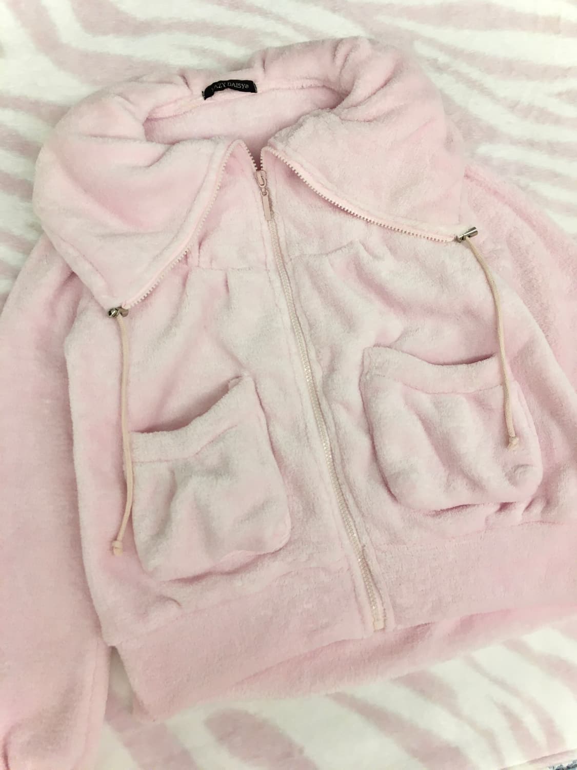 쿨핑 빅카라 포켓 퐁실 하이넥 집업 히메갸루 룸웨어 핑크 상품이미지2