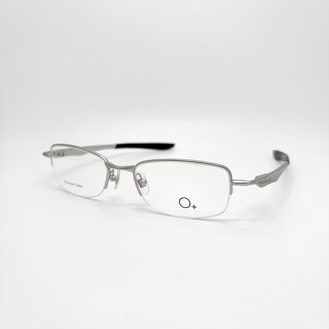 O+ EYEWEAR 매트 실버 스퀘어 반무테 상품이미지1
