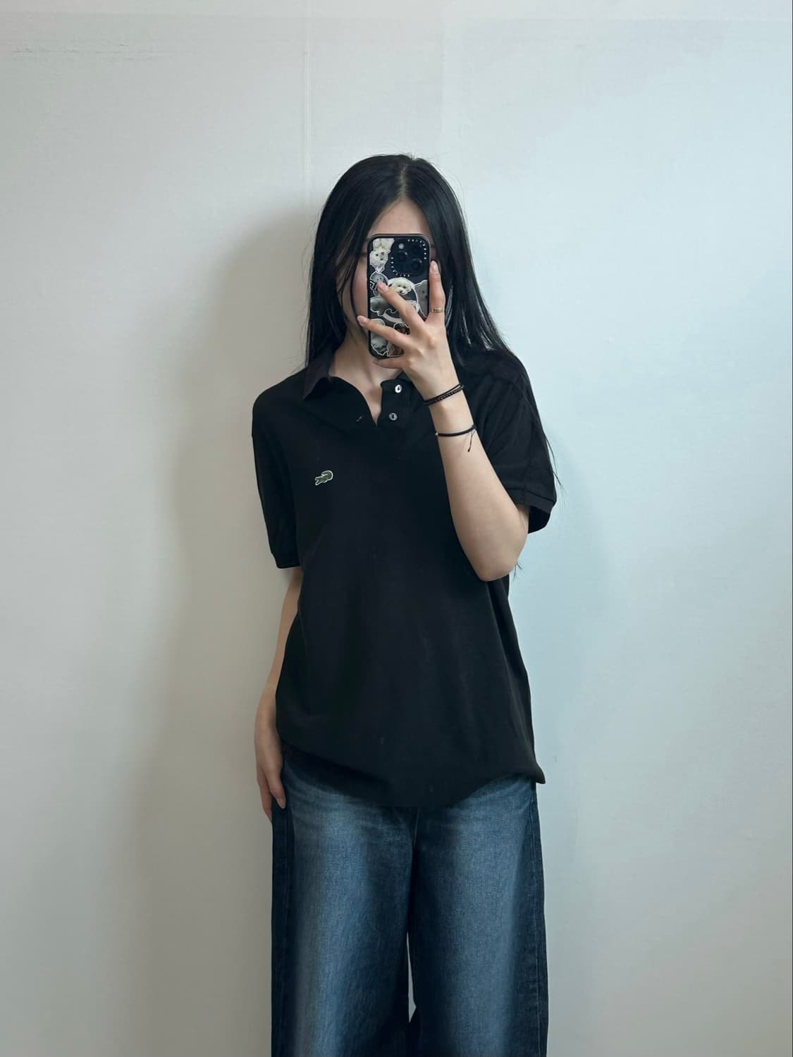 라코스테 블랙 피케 반팔 카라 티셔츠 상품이미지1