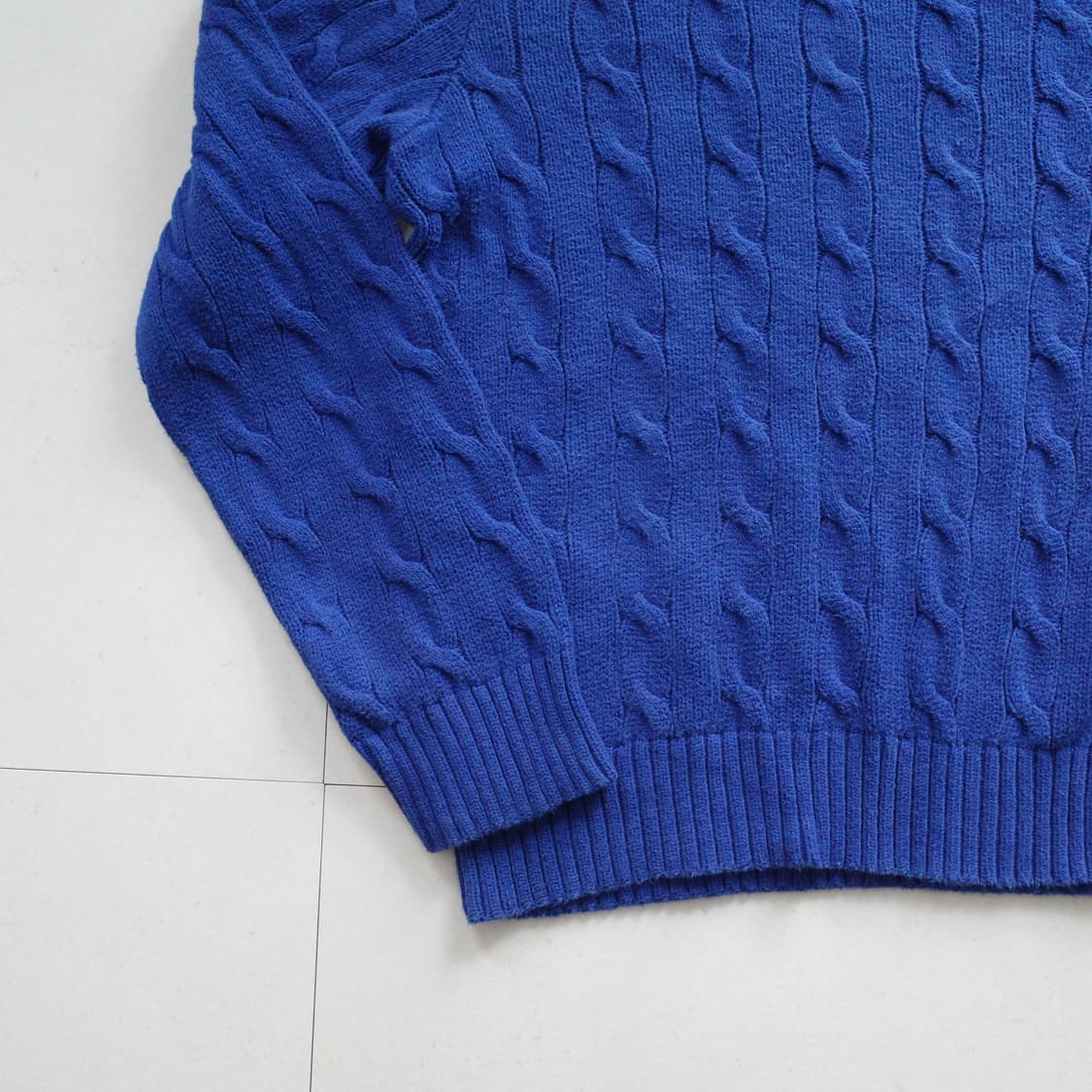 90s 폴로 랄프로렌 케이블 니트 블루 XL 상품이미지4